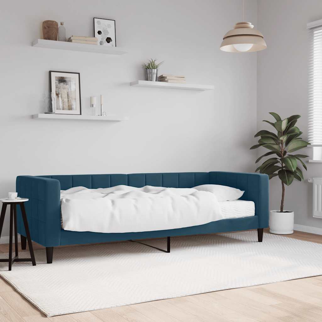 Tagesbett mit Matratze Blau 80x200 cm Samt