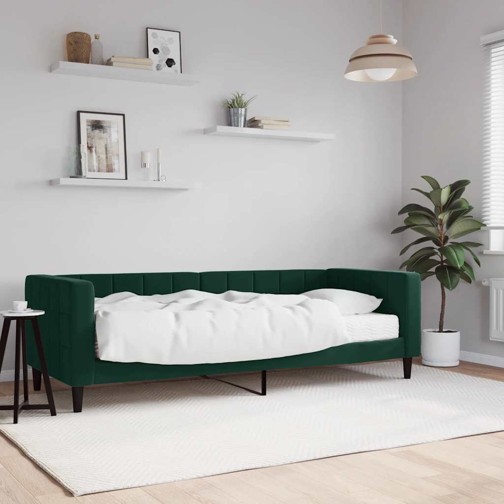 Tagesbett mit Matratze Dunkelgrün 80x200 cm Samt