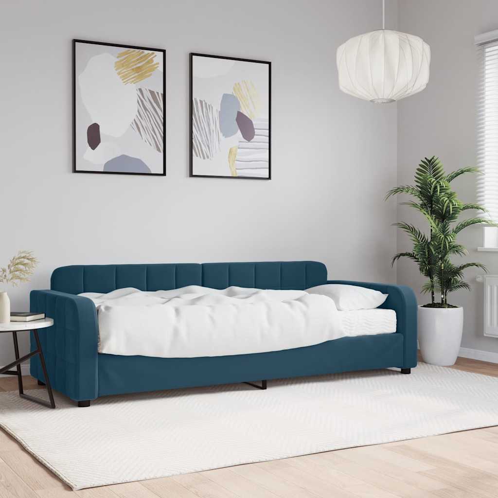 Tagesbett mit Matratze Blau 80x200 cm Samt