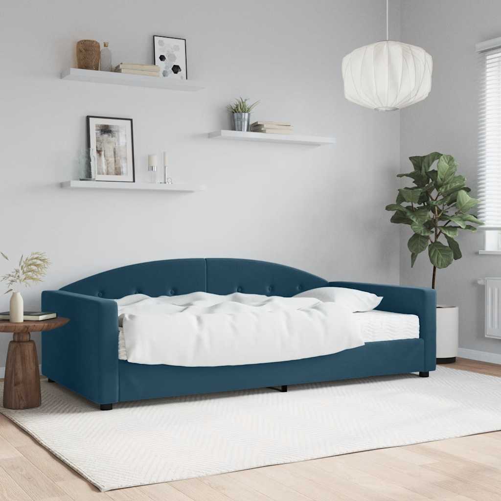 Tagesbett mit Matratze Blau 100x200 cm Samt