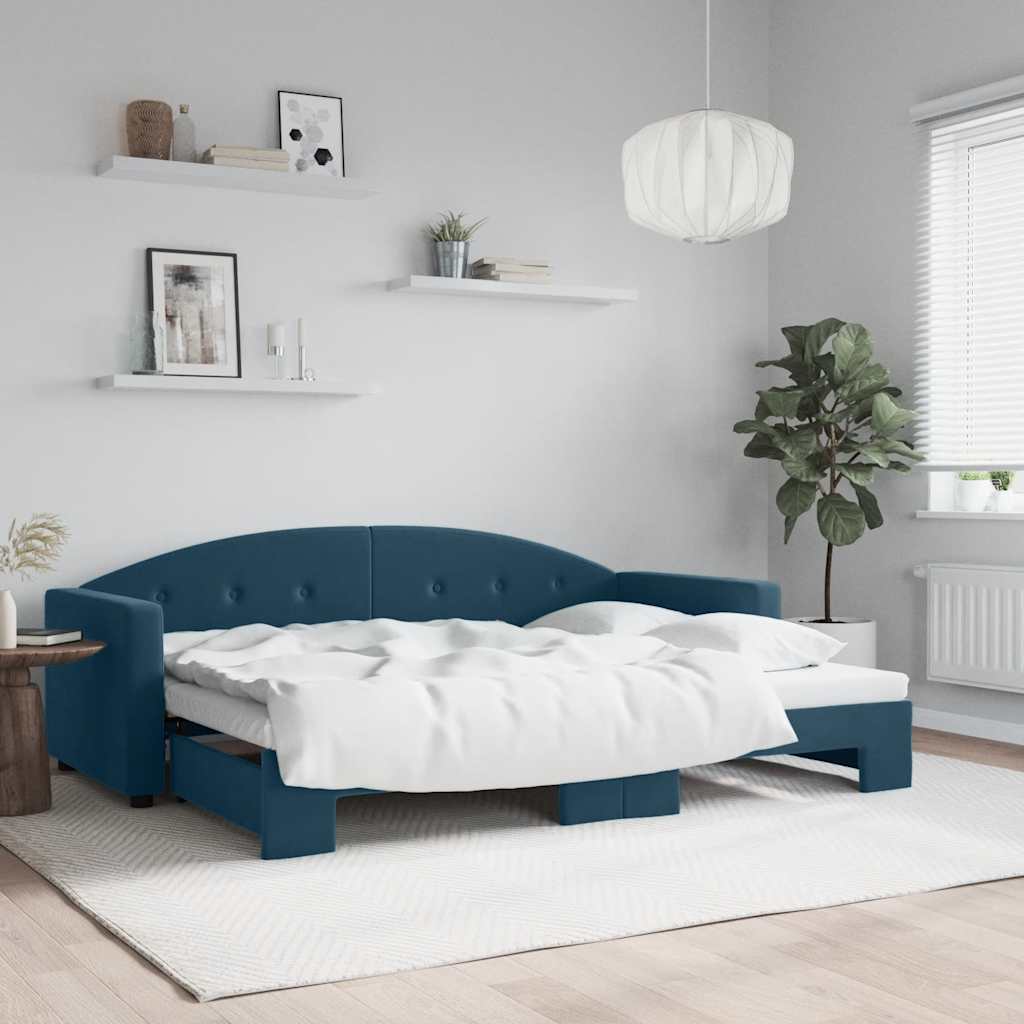 Tagesbett Ausziehbar Blau 80x200 cm Samt