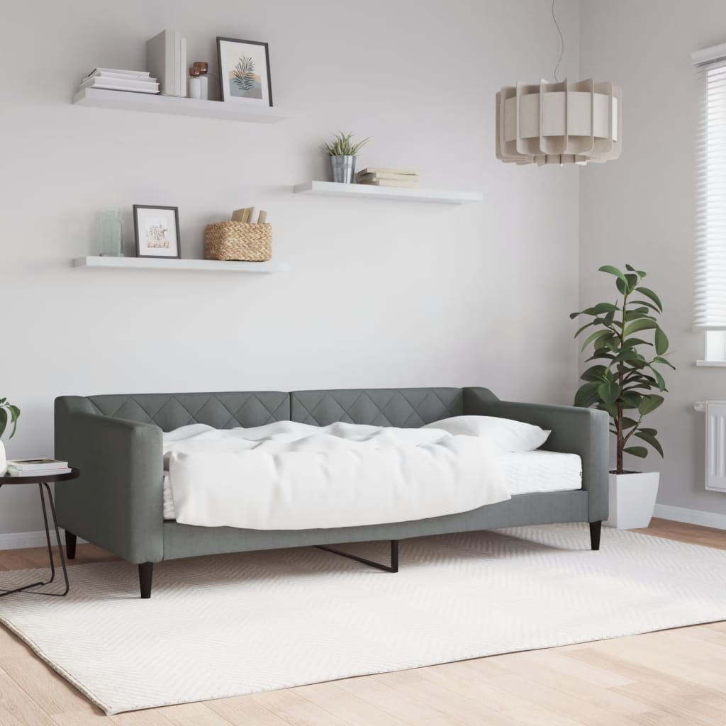 Tagesbett mit Matratze Dunkelgrau 90x190 cm Stoff