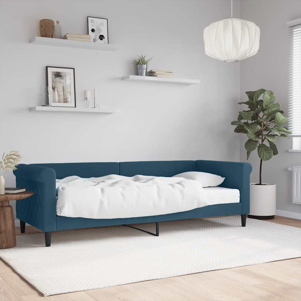 Tagesbett mit Matratze Blau 80x200 cm Samt