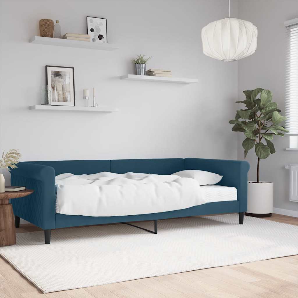 Tagesbett mit Matratze Blau 100x200 cm Samt