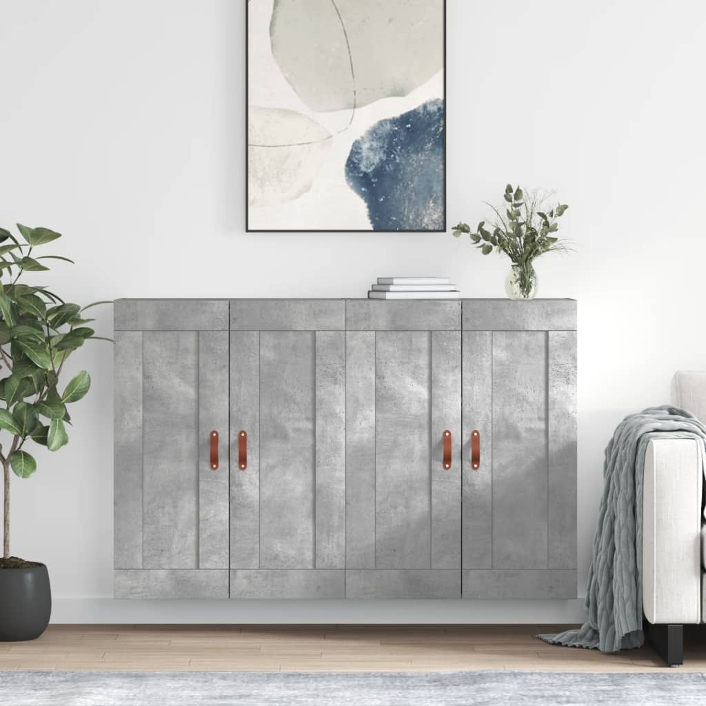 Wandschränke 2 Stk. Betongrau Holzwerkstoff