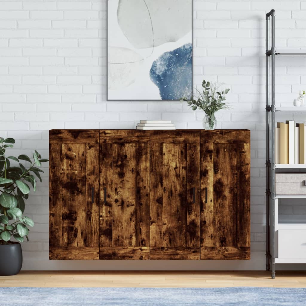 Wandschränke 2 Stk. Räuchereiche Holzwerkstoff