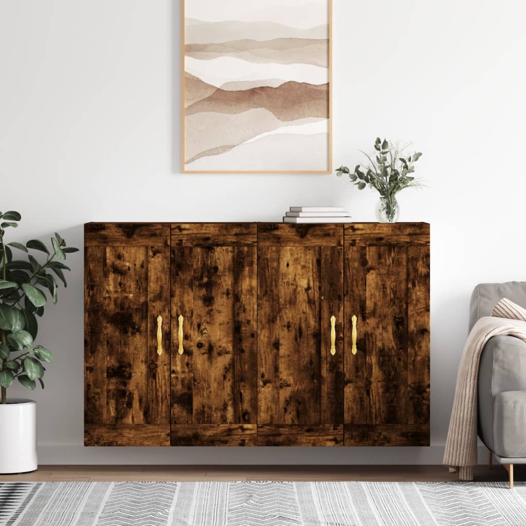 Wandschränke 2 Stk. Räuchereiche Holzwerkstoff