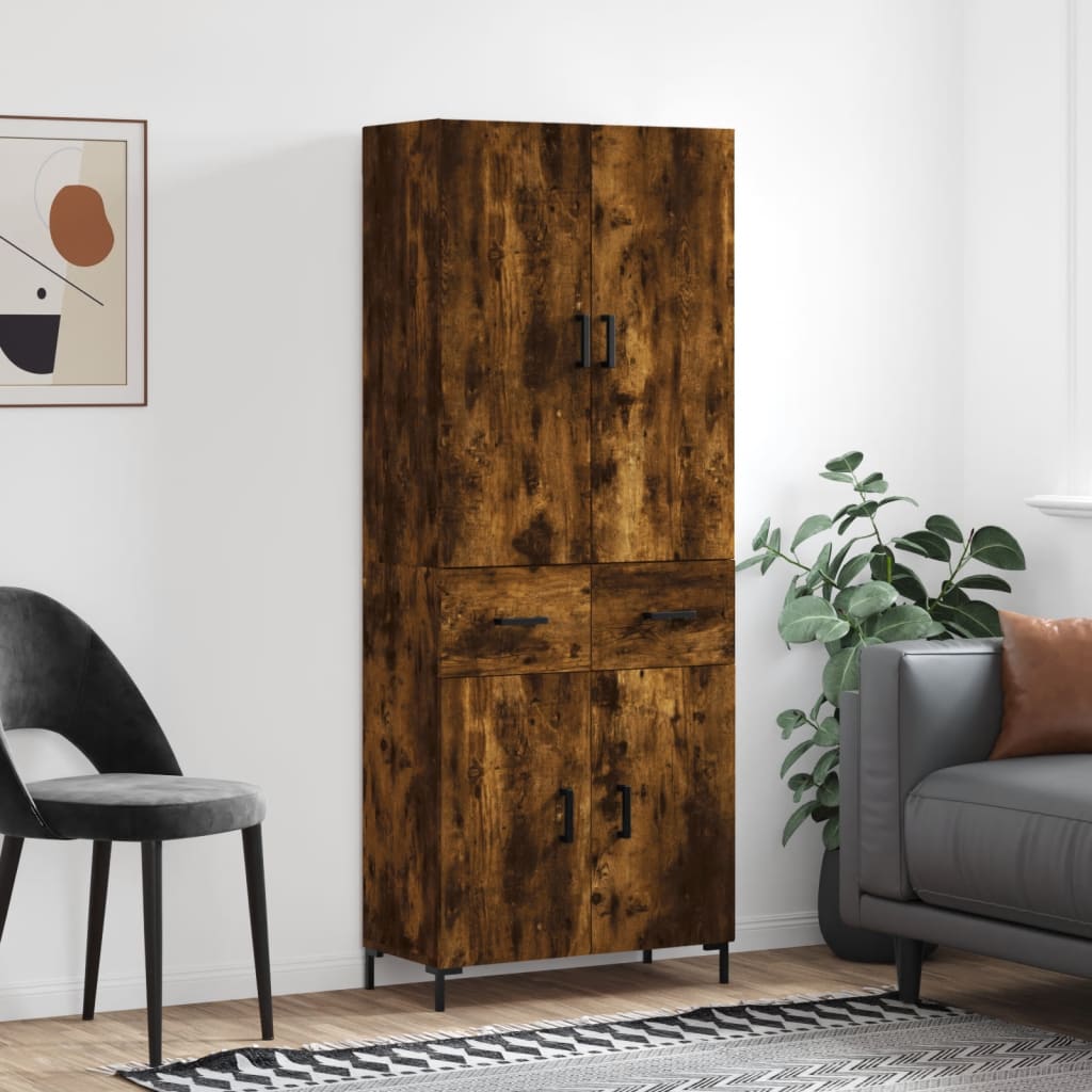 Highboard Räuchereiche 69,5x34x180 cm Holzwerkstoff