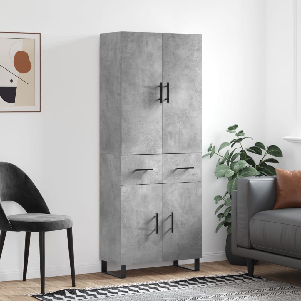 Highboard Betongrau 69,5x34x180 cm Holzwerkstoff