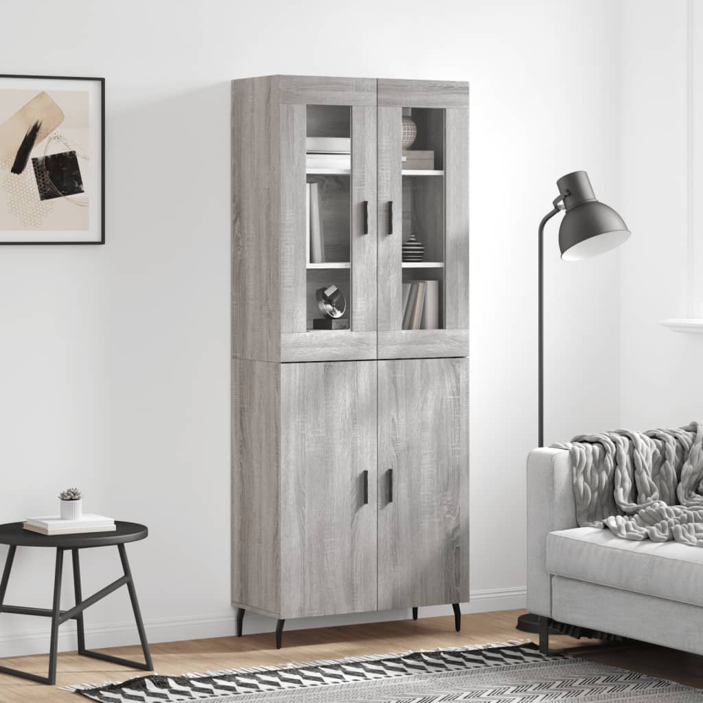 Highboard Grau Sonoma 69,5x34x180 cm Holzwerkstoff