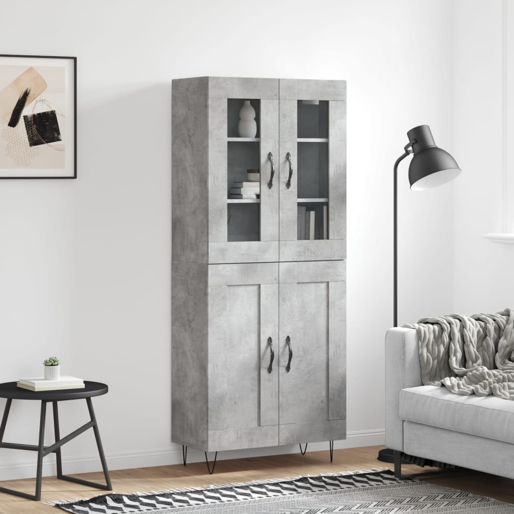 Highboard Betongrau 69,5x34x180 cm Holzwerkstoff