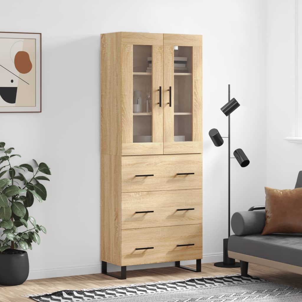 Highboard Sonoma-Eiche 69,5x34x180 cm Holzwerkstoff