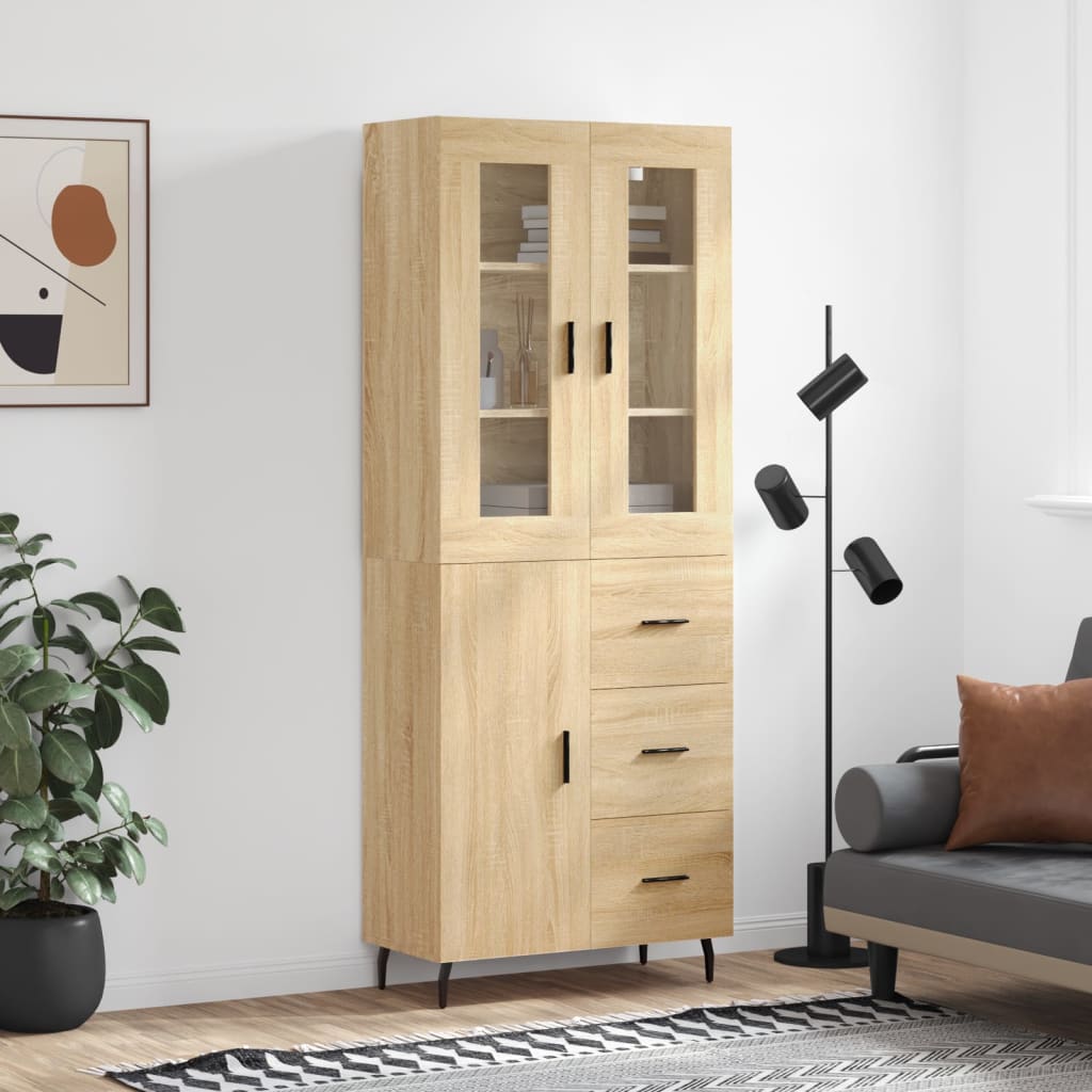Highboard Sonoma-Eiche 69,5x34x180 cm Holzwerkstoff
