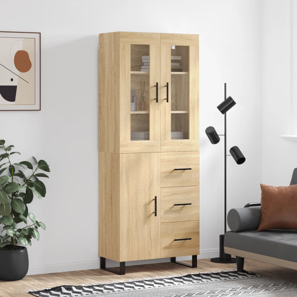 Highboard Sonoma-Eiche 69,5x34x180 cm Holzwerkstoff