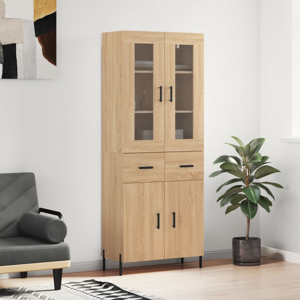 Highboard Sonoma-Eiche 69,5x34x180 cm Holzwerkstoff