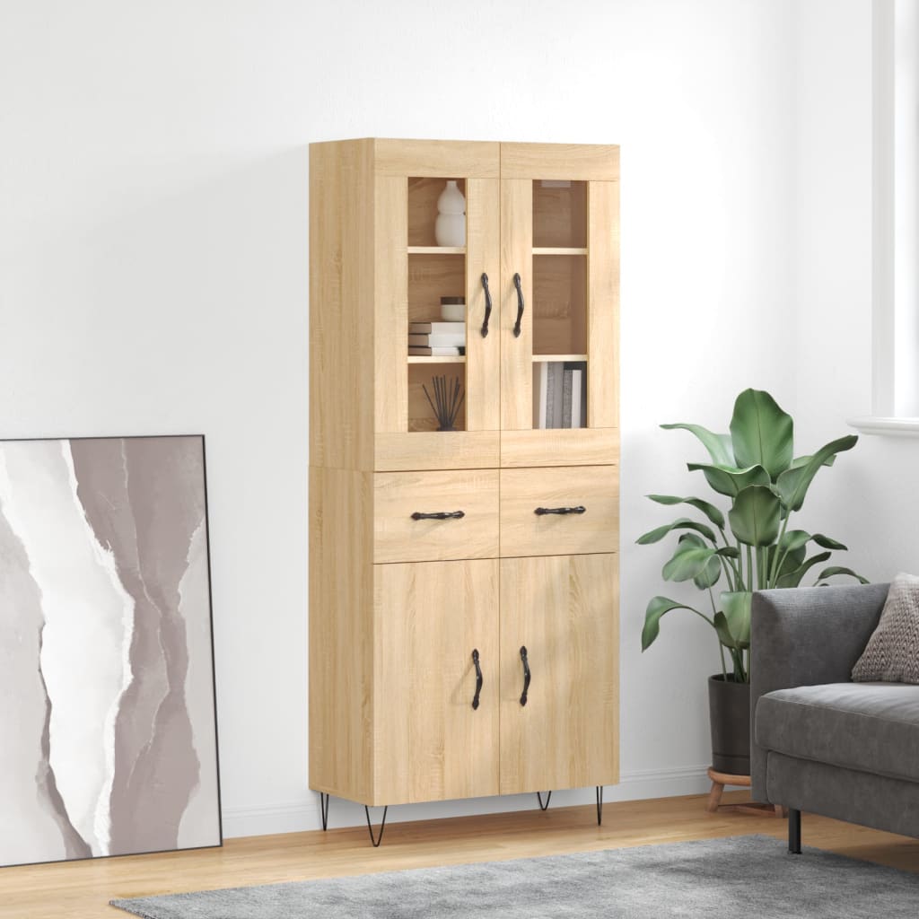 Highboard Sonoma-Eiche 69,5x34x180 cm Holzwerkstoff
