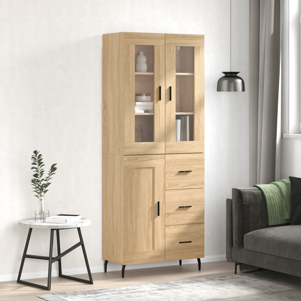 Highboard Sonoma-Eiche 69,5x34x180 cm Holzwerkstoff