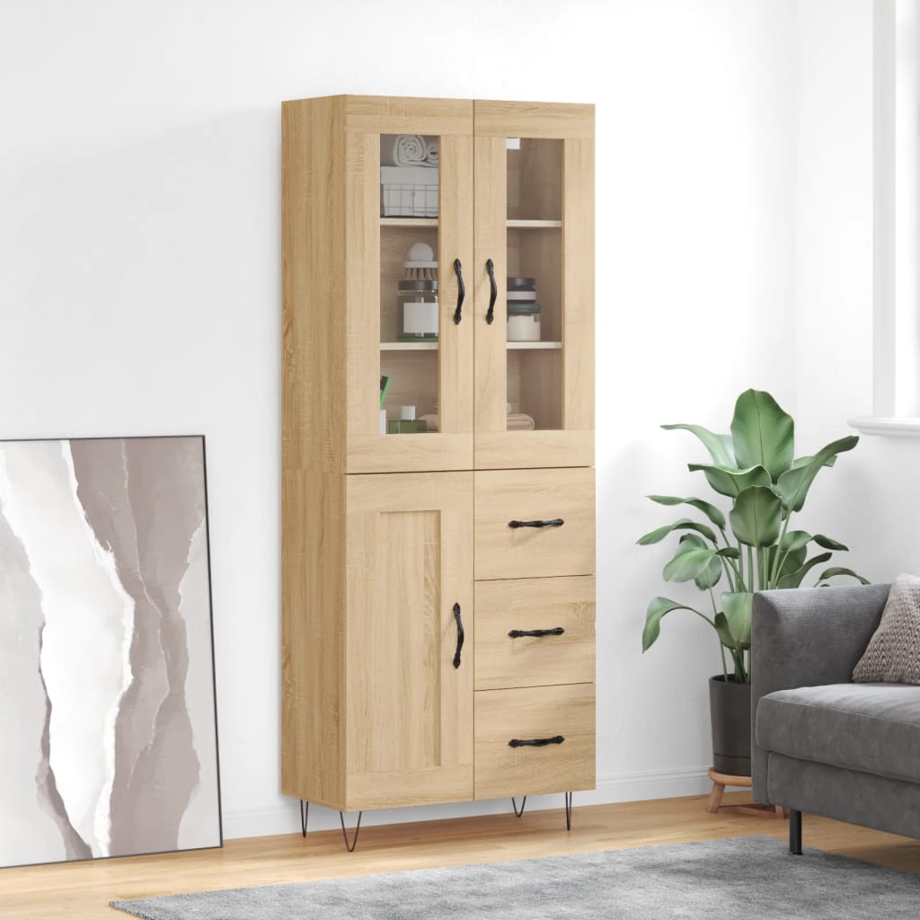 Highboard Sonoma-Eiche 69,5x34x180 cm Holzwerkstoff