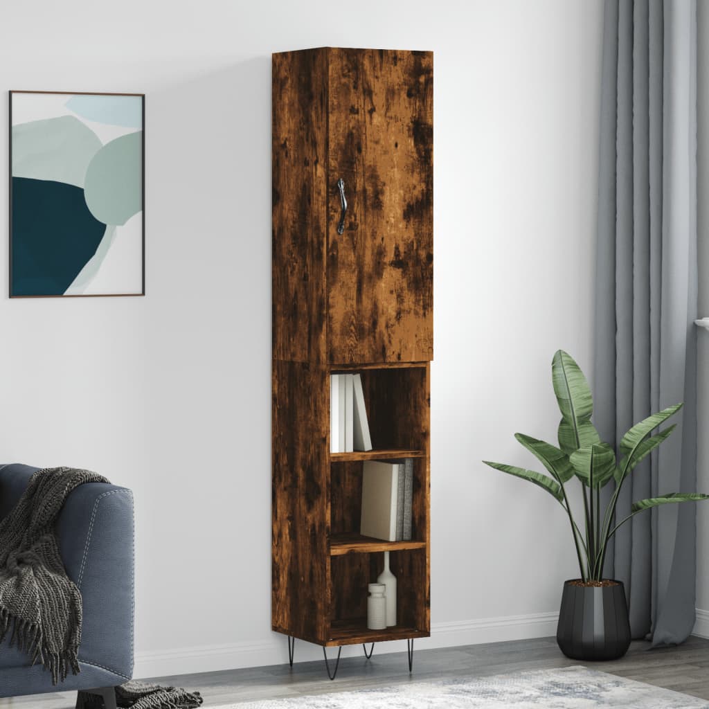 Highboard Räuchereiche 34,5x34x180 cm Holzwerkstoff