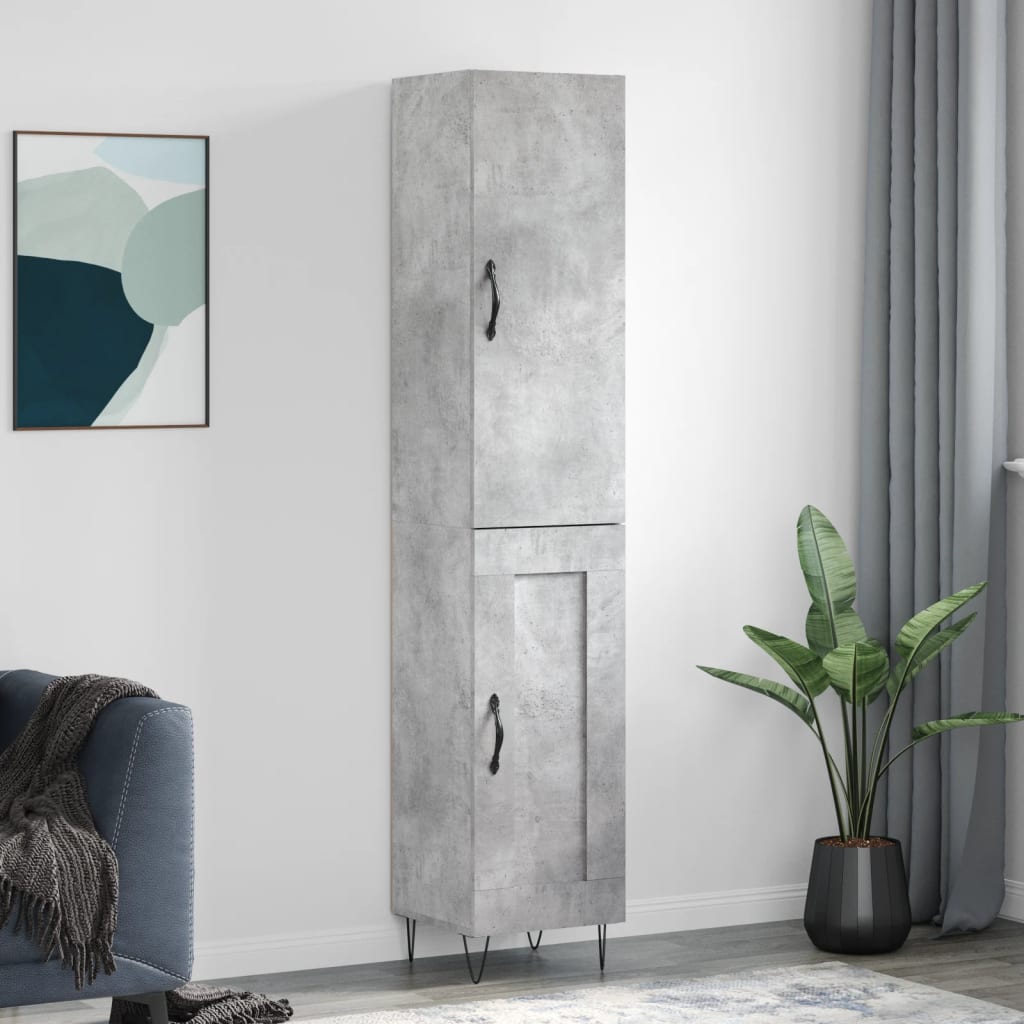 Highboard Betongrau 34,5x34x180 cm Holzwerkstoff