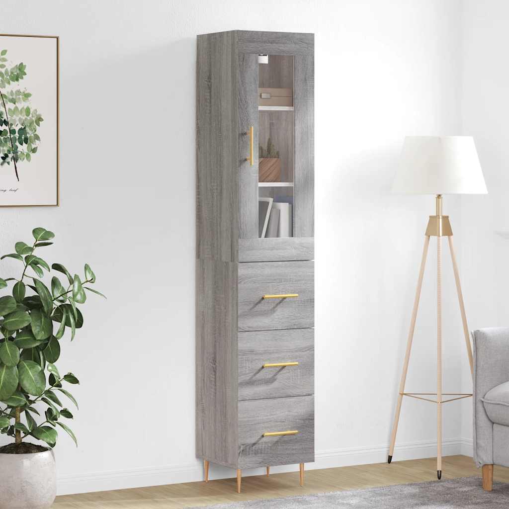 Highboard Grau Sonoma 34,5x34x180 cm Holzwerkstoff