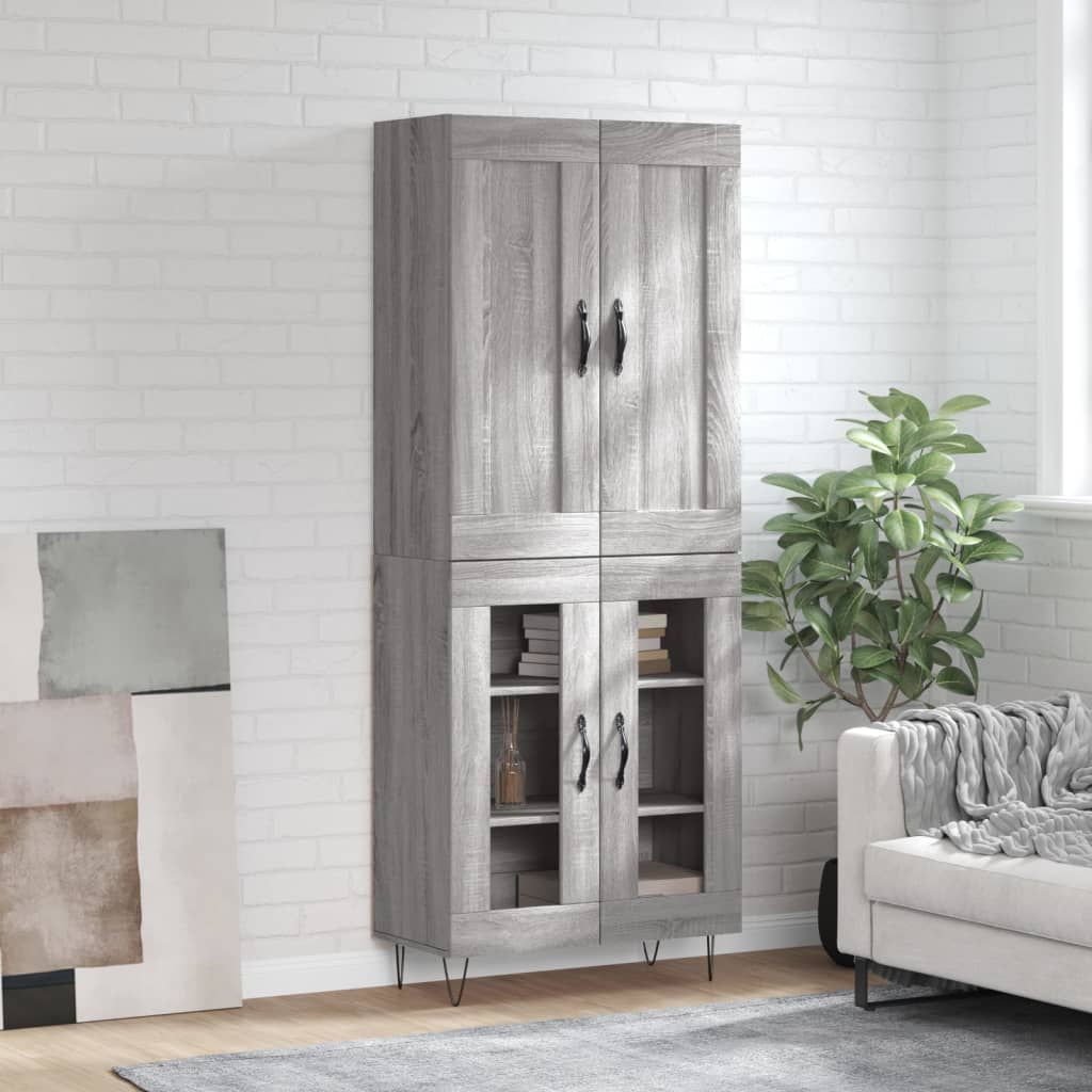 Highboard Grau Sonoma 69,5x34x180 cm Holzwerkstoff