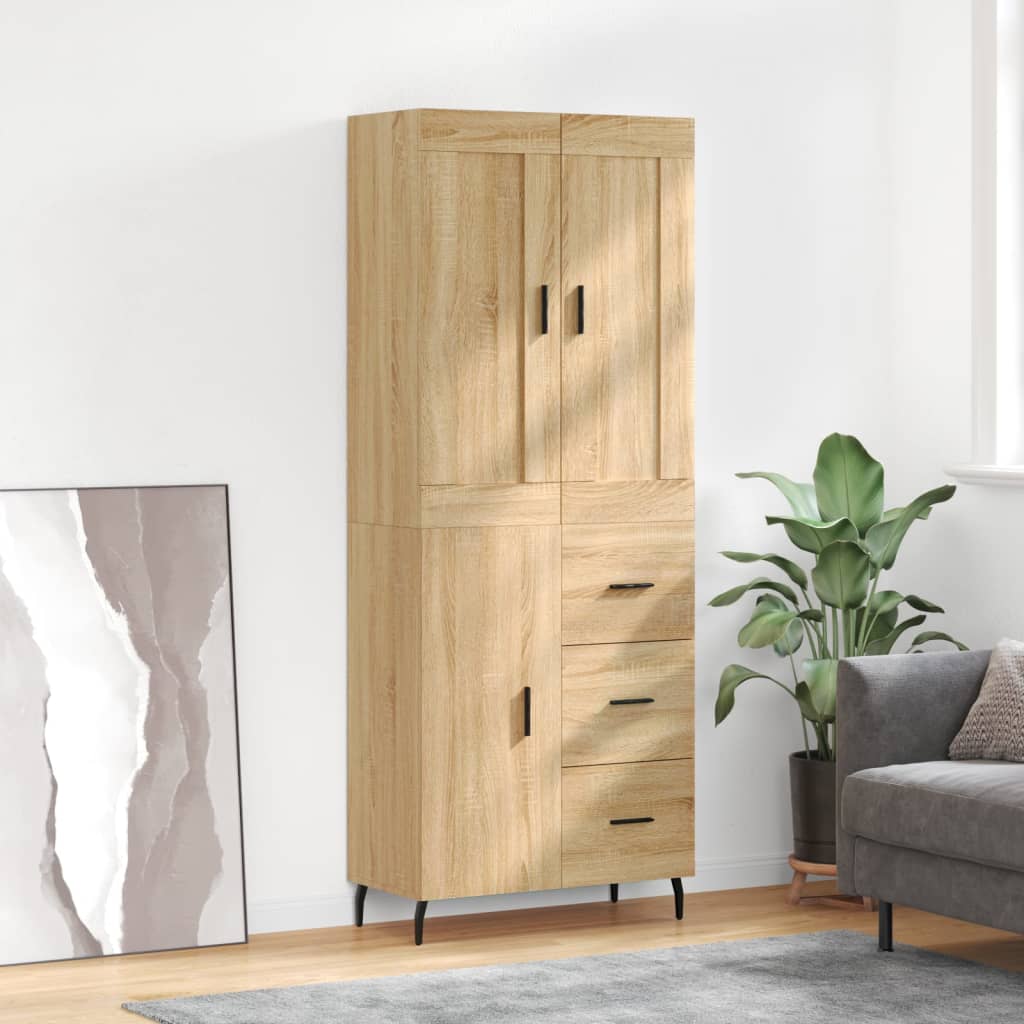 Highboard Sonoma-Eiche 69,5x34x180 cm Holzwerkstoff