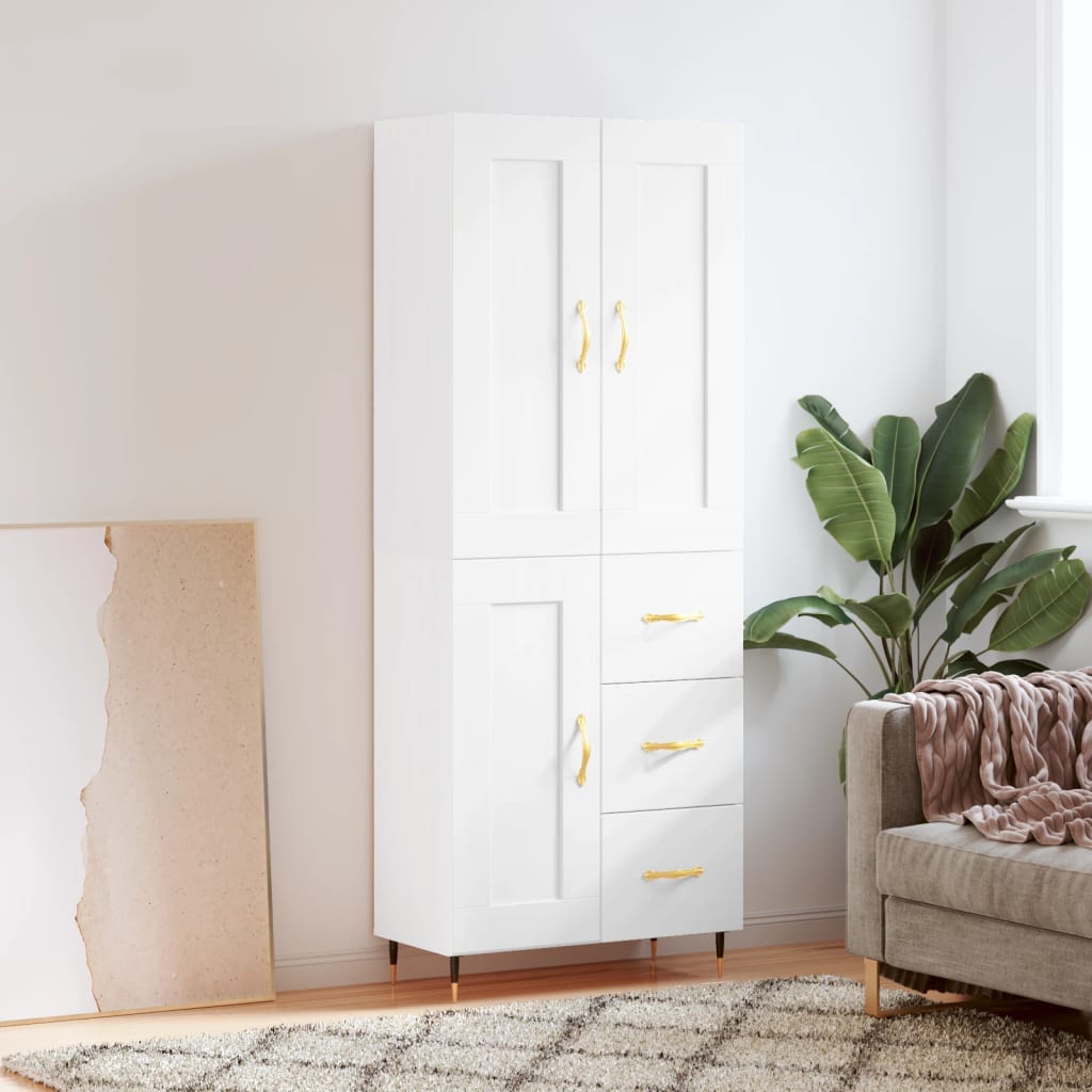 Highboard Weiß 69,5x34x180 cm Holzwerkstoff