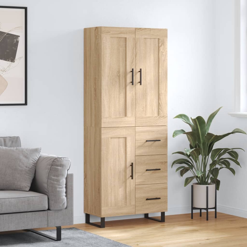 Highboard Sonoma-Eiche 69,5x34x180 cm Holzwerkstoff