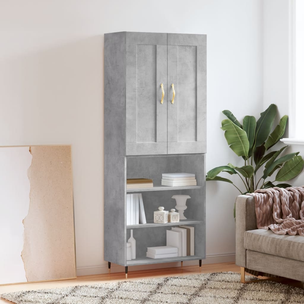 Highboard Betongrau 69,5x34x180 cm Holzwerkstoff