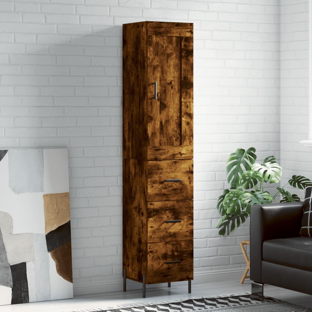 Highboard Räuchereiche 34,5x34x180 cm Holzwerkstoff