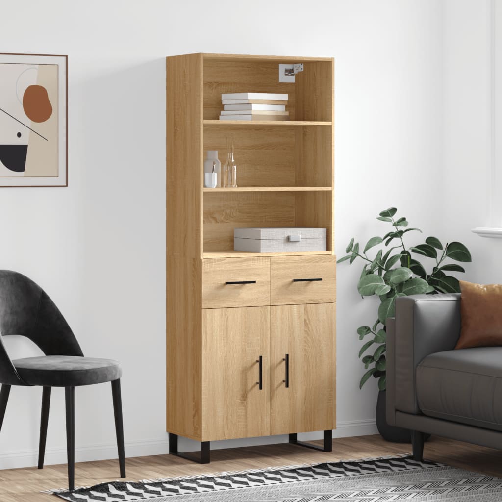 Highboard Sonoma-Eiche 69,5x34x180 cm Holzwerkstoff