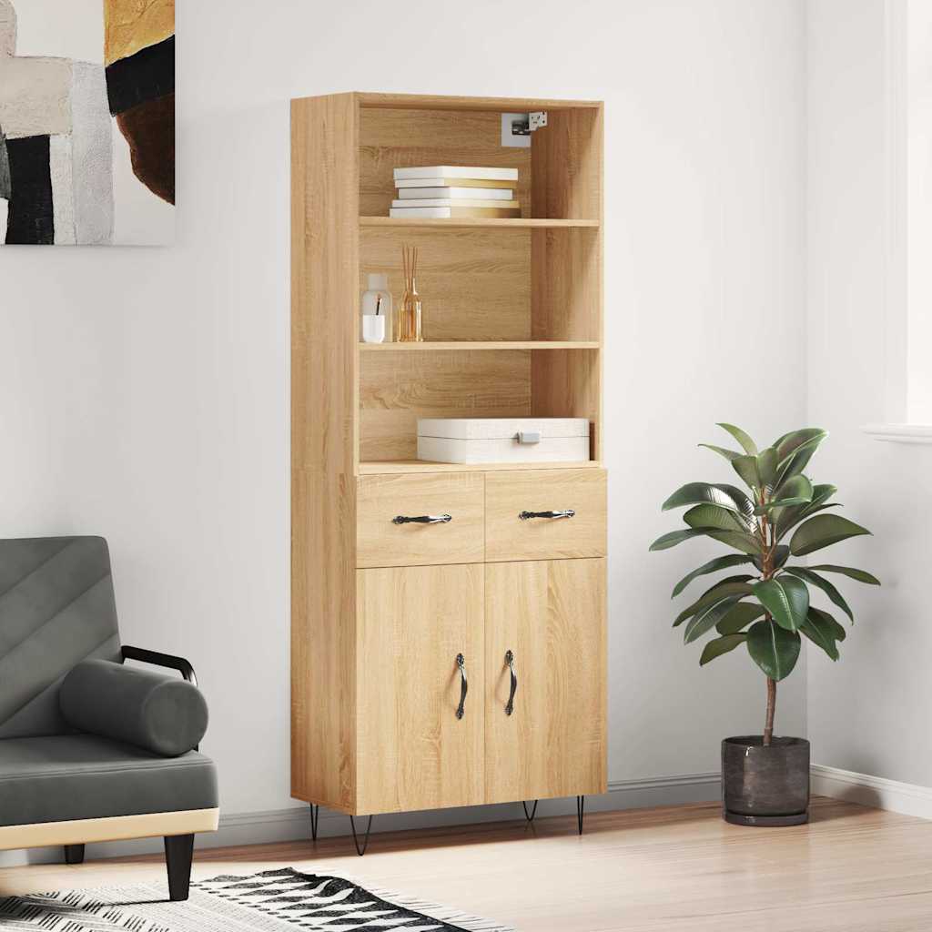 Highboard Sonoma-Eiche 69,5x34x180 cm Holzwerkstoff