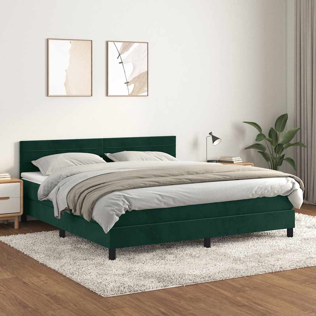 Boxspringbett mit Matratze Dunkelgrün 180x200 cm Samt