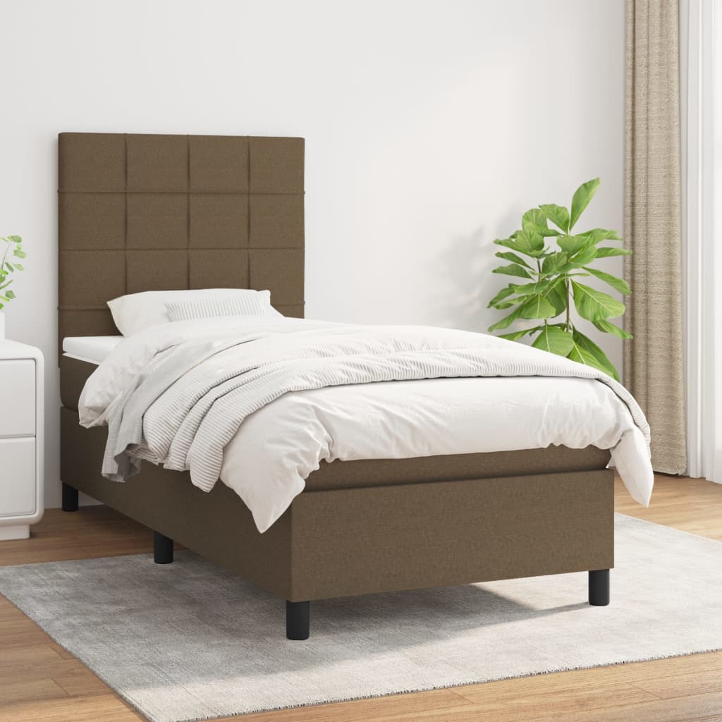 Boxspringbett mit Matratze Dunkelbraun 80x200 cm Stoff