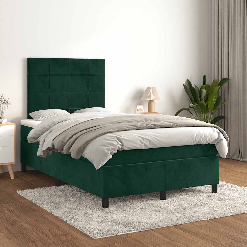 Boxspringbett mit Matratze Dunkelgrün 120x200 cm Samt