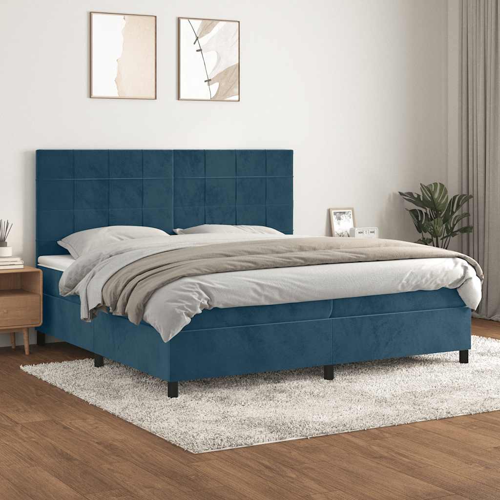 Boxspringbett mit Matratze Dunkelblau 200x200 cm Samt