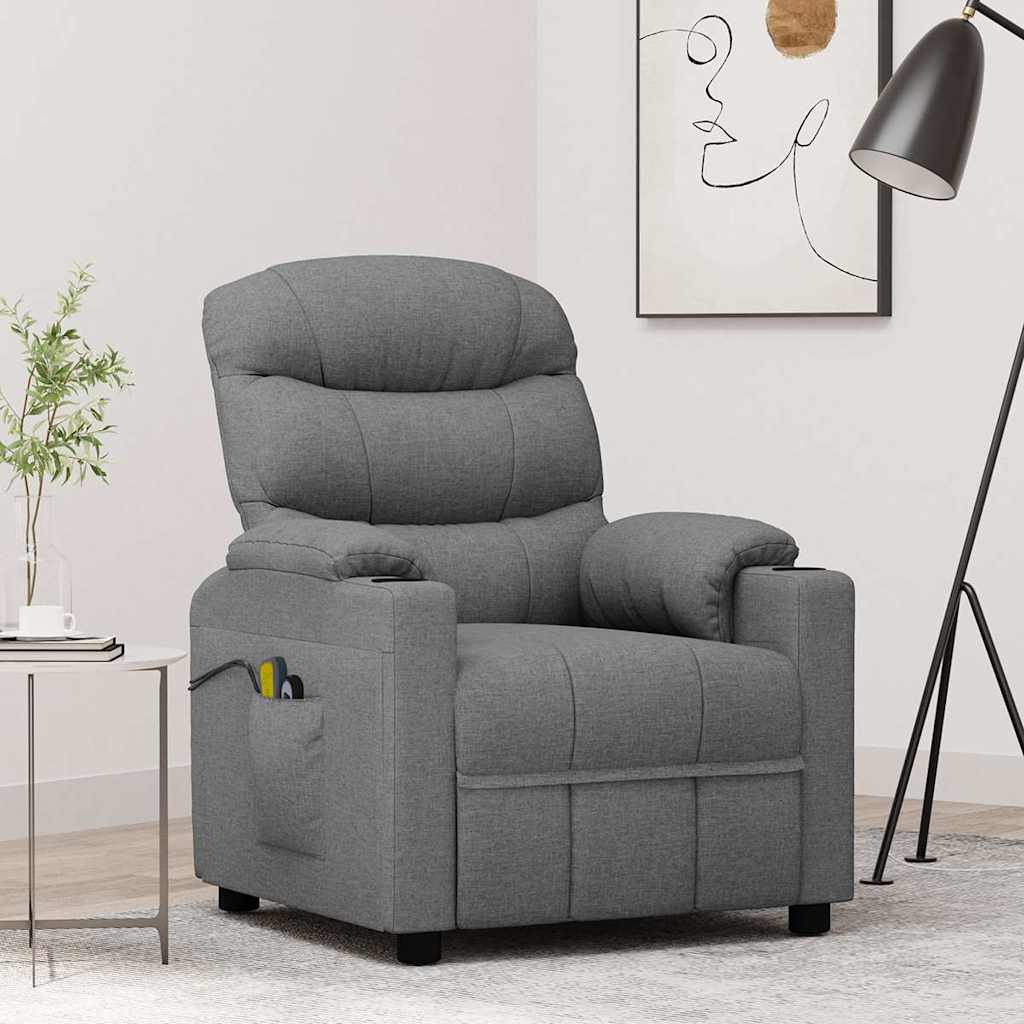 Massagesessel Elektrisch Hellgrau Stoff