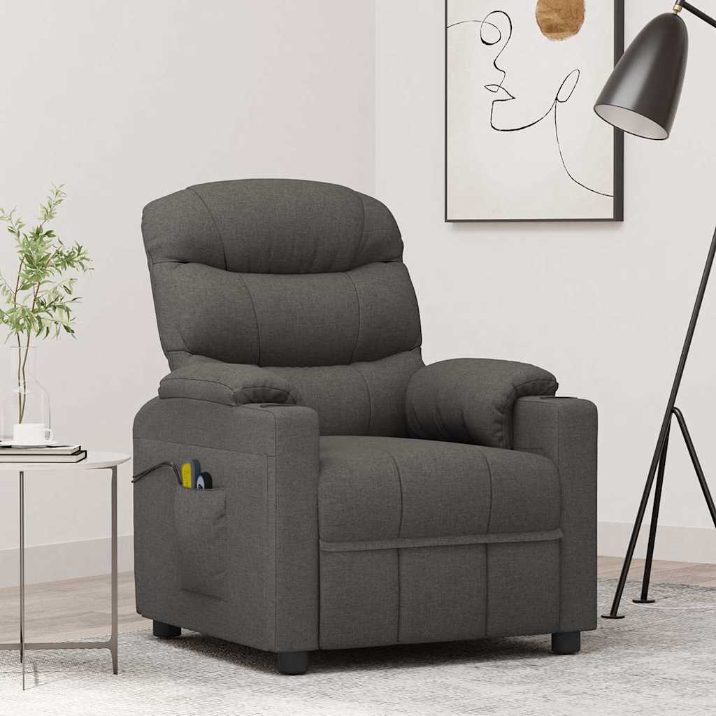 Massagesessel Elektrisch Dunkelgrau Stoff