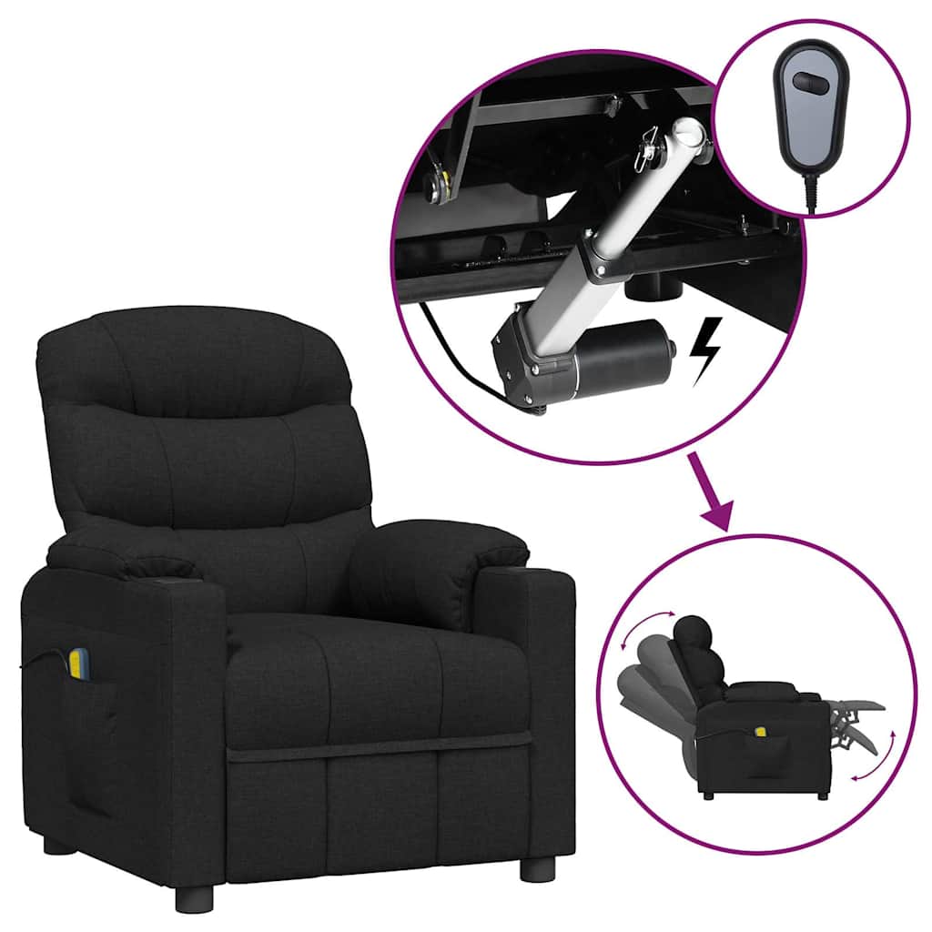Massagesessel Elektrisch Schwarz Stoff
