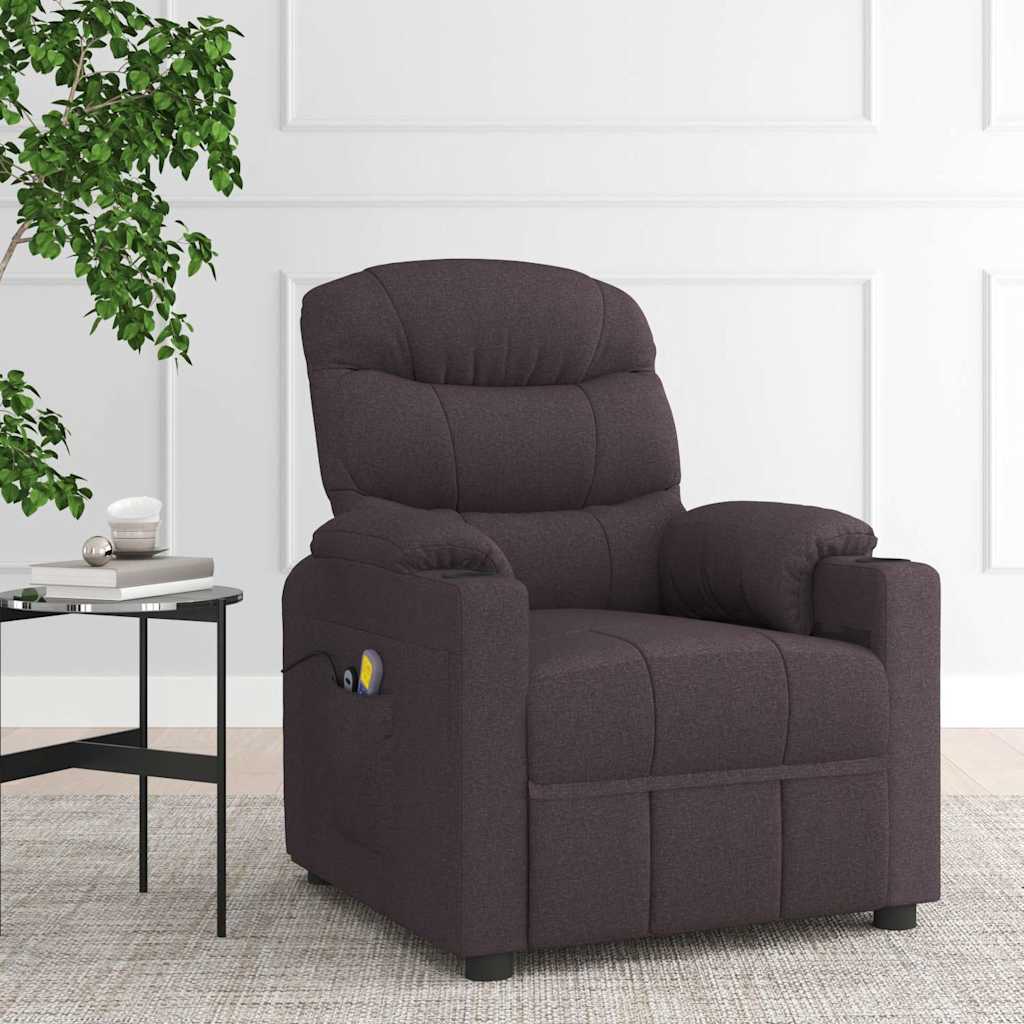 Massagesessel Elektrisch Dunkelbraun Stoff