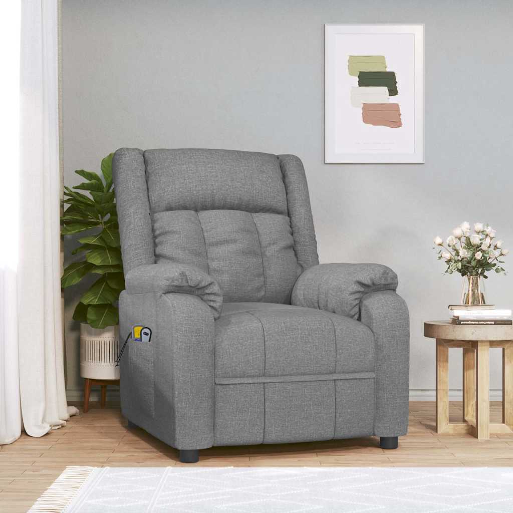 Massagesessel Elektrisch Hellgrau Stoff