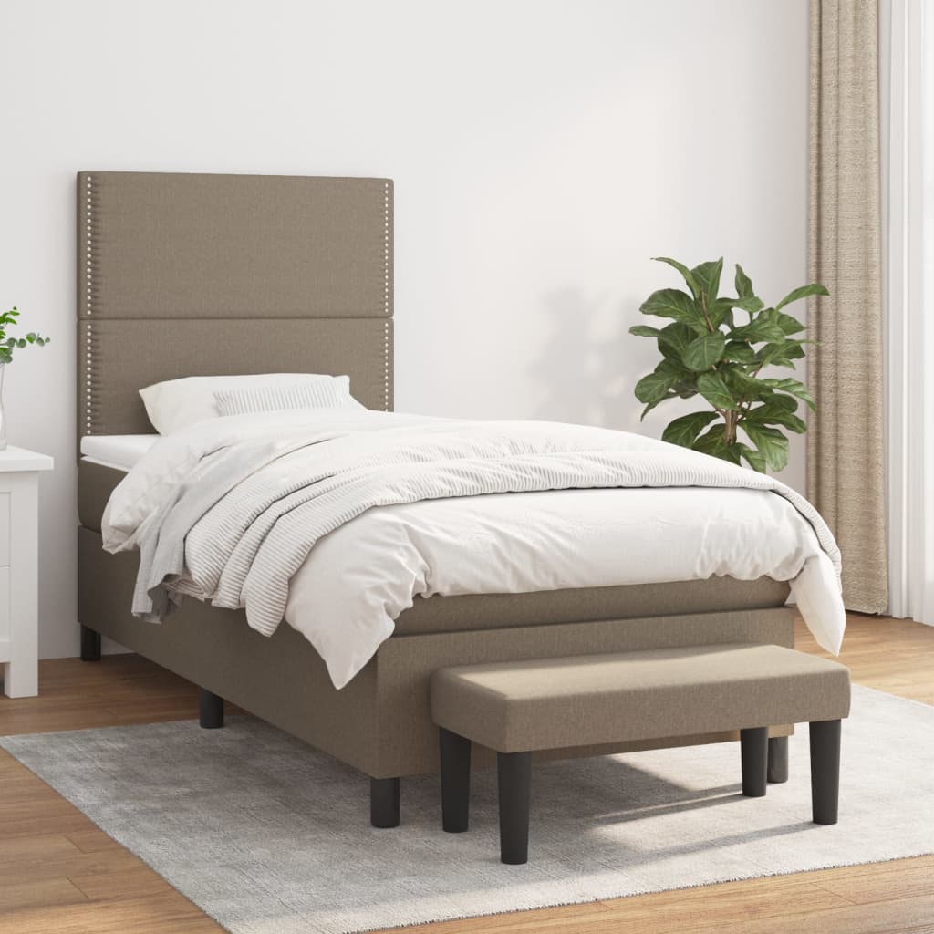 Boxspringbett mit Matratze Taupe 100x200 cm Stoff