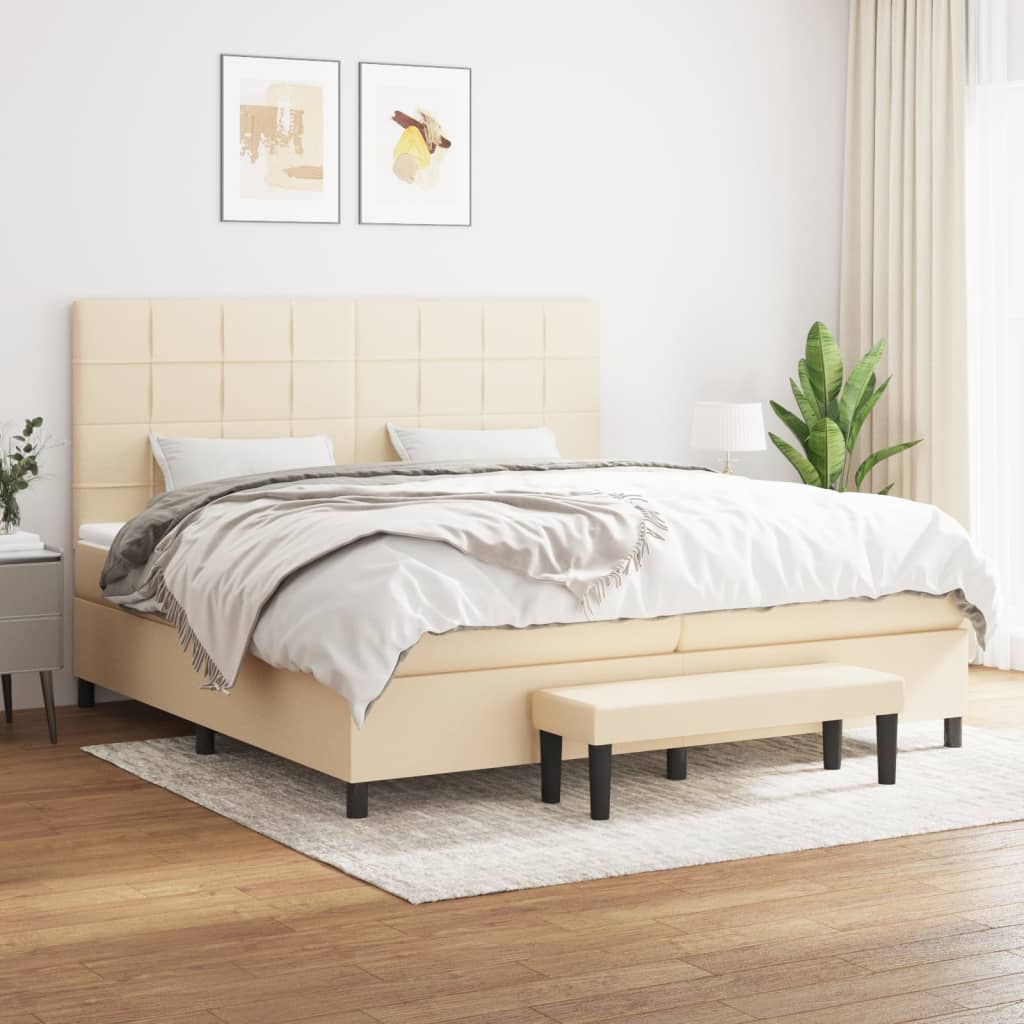 Boxspringbett mit Matratze Creme 200x200 cm Stoff