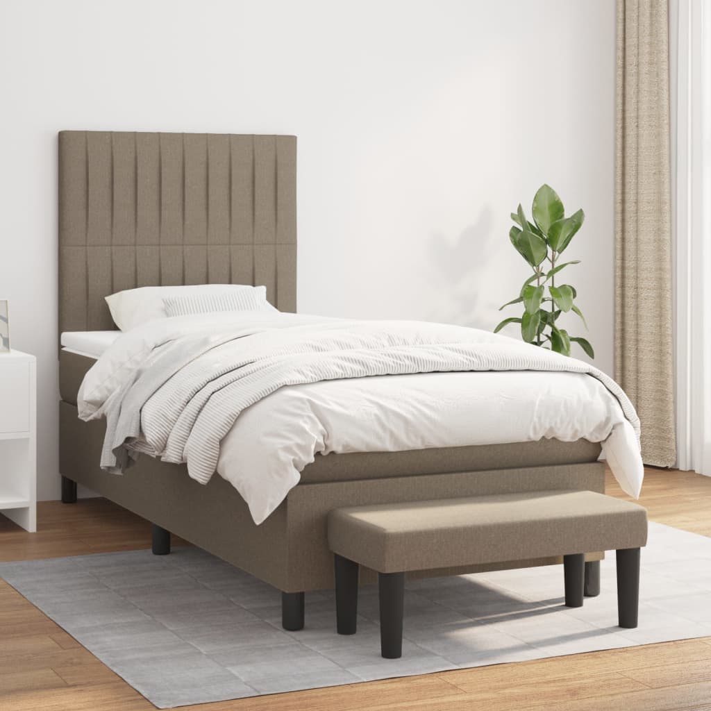 Boxspringbett mit Matratze Taupe 100x200 cm Stoff