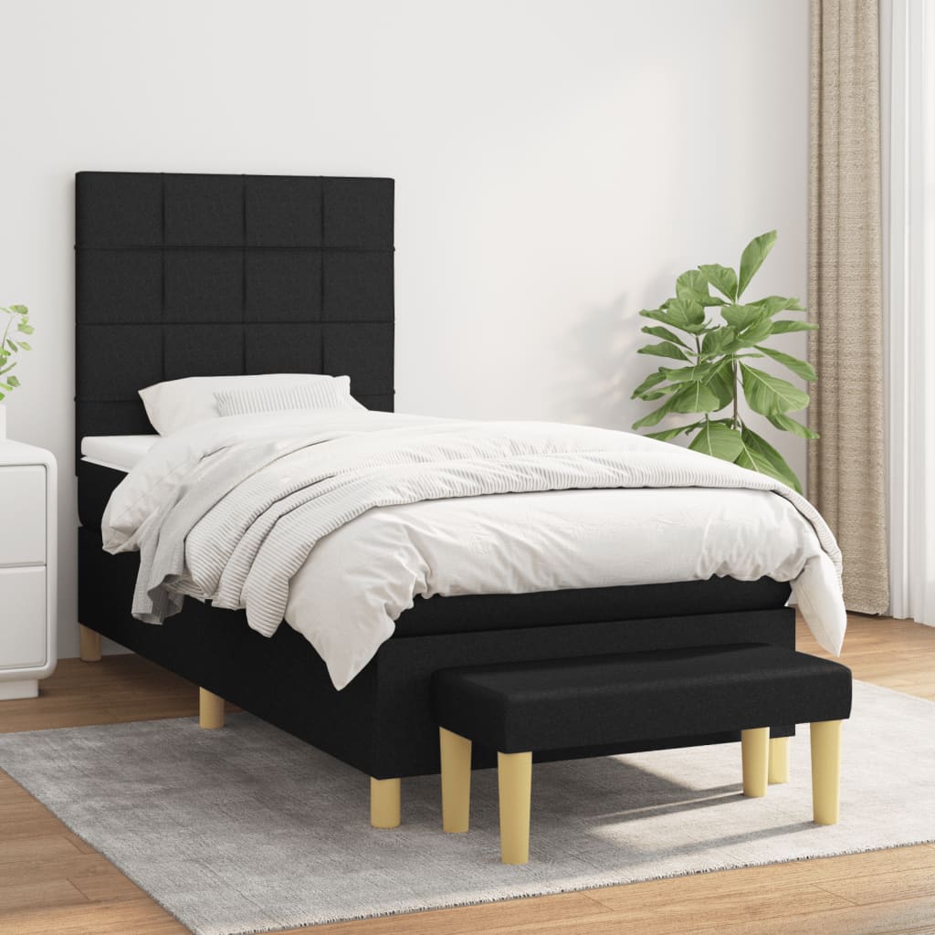 Boxspringbett mit Matratze Schwarz 100x200 cm Stoff