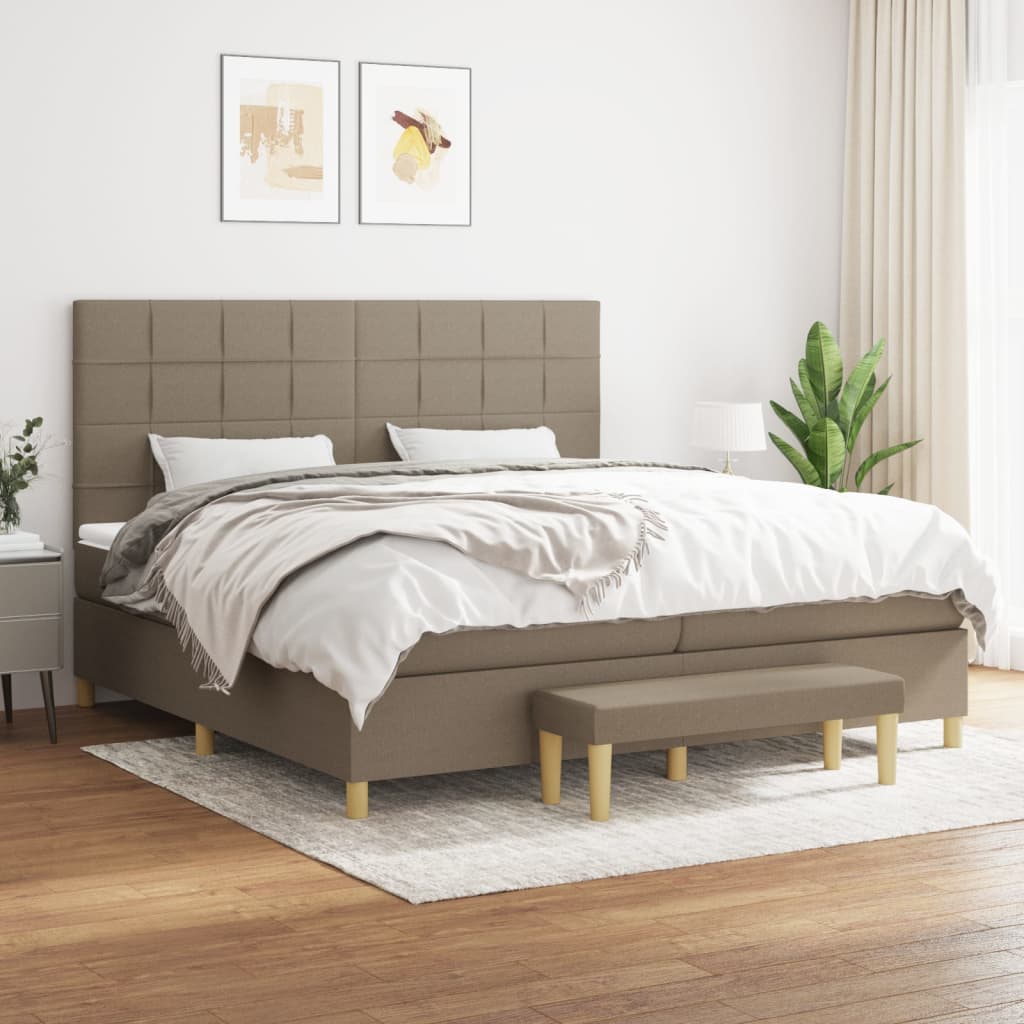 Boxspringbett mit Matratze Taupe 200x200 cm Stoff