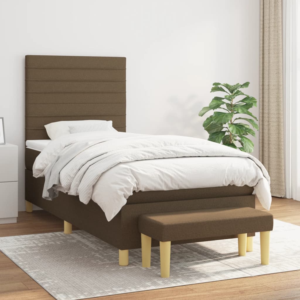 Boxspringbett mit Matratze Dunkelbraun 80x200 cm Stoff