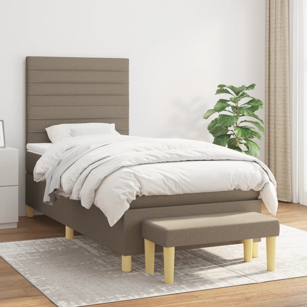 Boxspringbett mit Matratze Taupe 80x200 cm Stoff