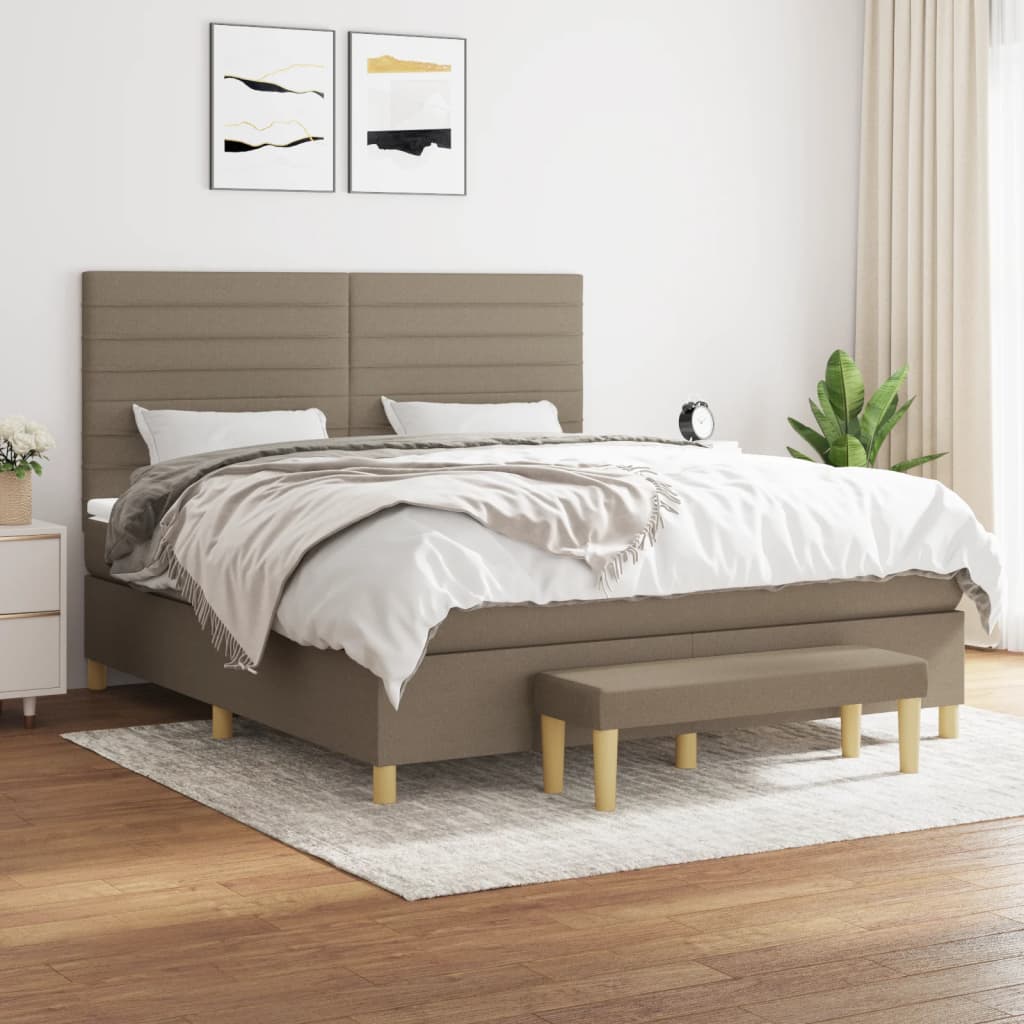 Boxspringbett mit Matratze Taupe 180x200 cm Stoff